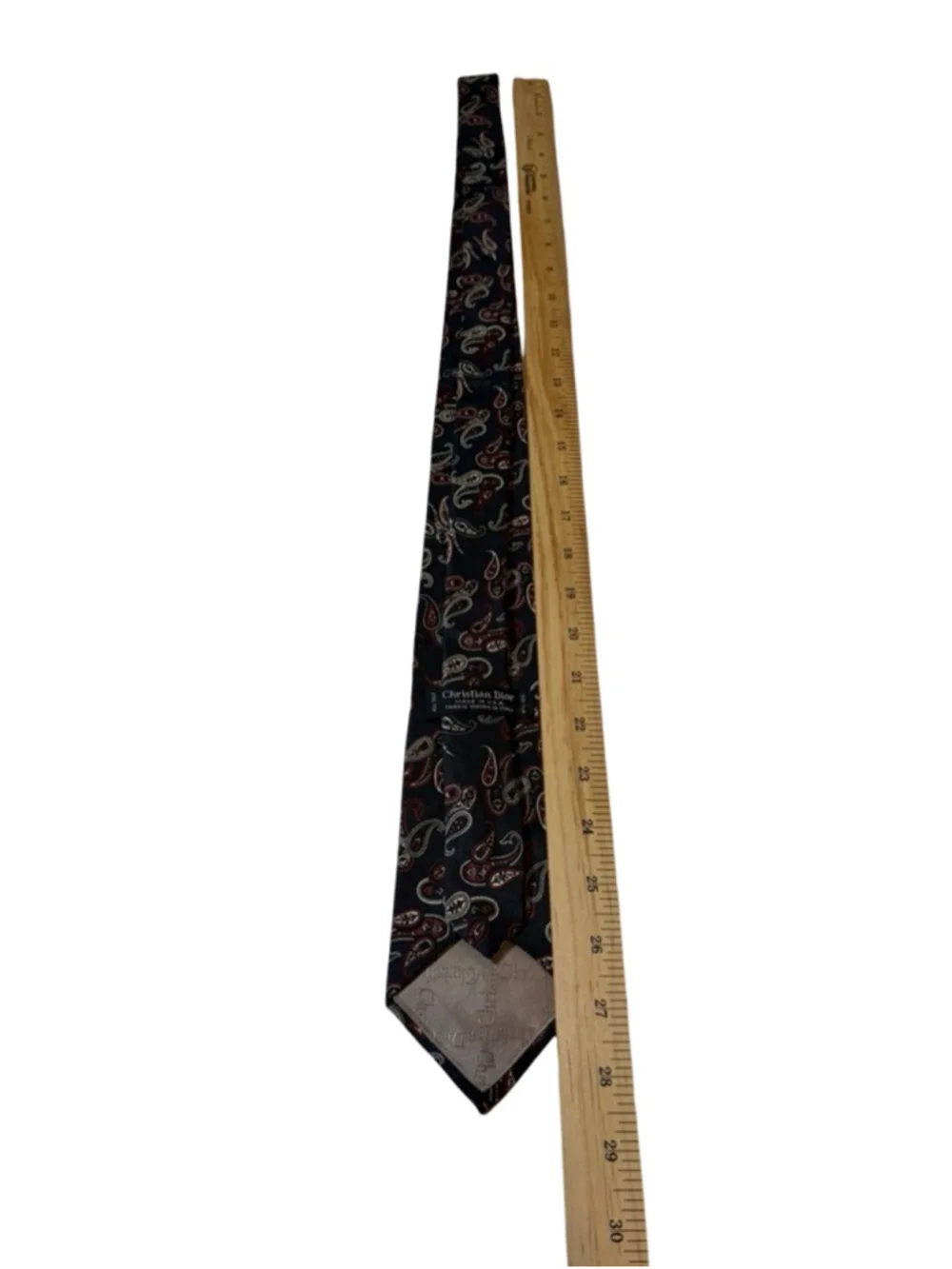 Christian Dior Silk Tie Navy Red Paisley Italy Fabric Classic Designer